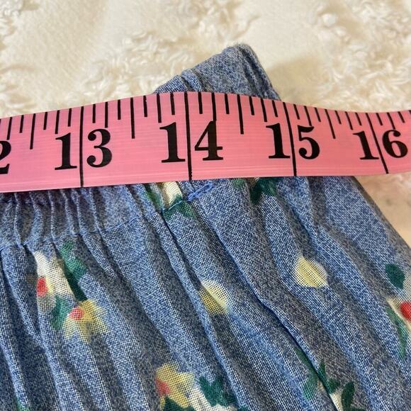 VTG HOWARD WOLF MADE IN USA Pleated Maxi Skirt Women's Floral Blue Cottagecore - Picture 9 of 10